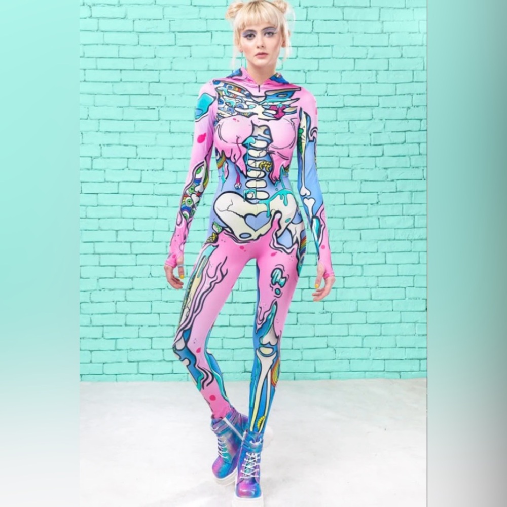 Pastel Goth Skeleton Print Women's Halloween inspired